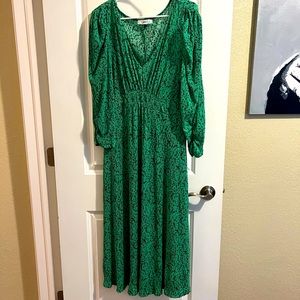 MNG Mango green and black pleated dress size 8